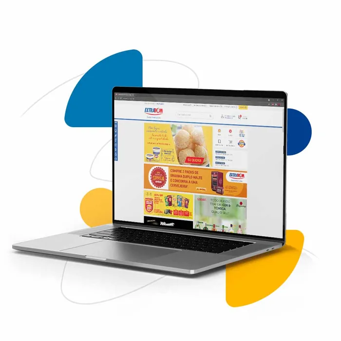 E-commerce do Extrabom Supermercados aberto em um notebook
