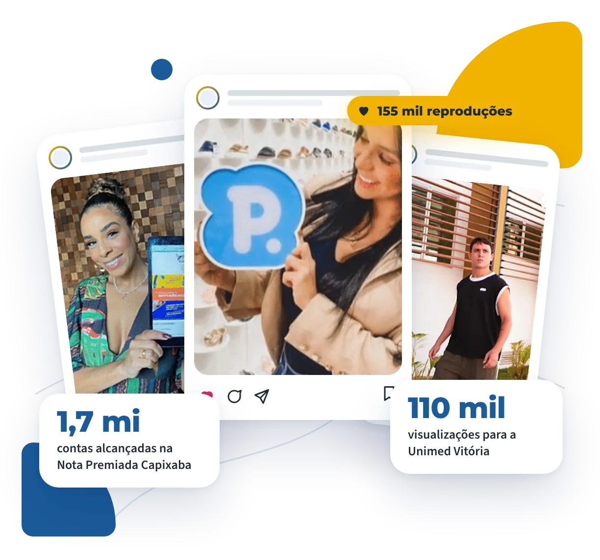Publicações de influenciadores em campanhas da Enjoy para Pimpolho, Nota Premiada Capixaba e Unimed Vitória